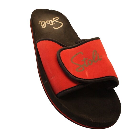 Stoli Vodka Other - Stoli Vodka Orange Black Size M-9 W-11 Hook Loop Closure Slides Sandals